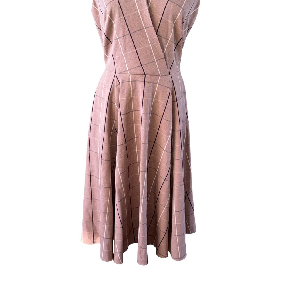 NWT Gal Meets Glam Eva Windowpane Plaid Elegant Beige Mult Dress Size 4 Preppy - Picture 8 of 12